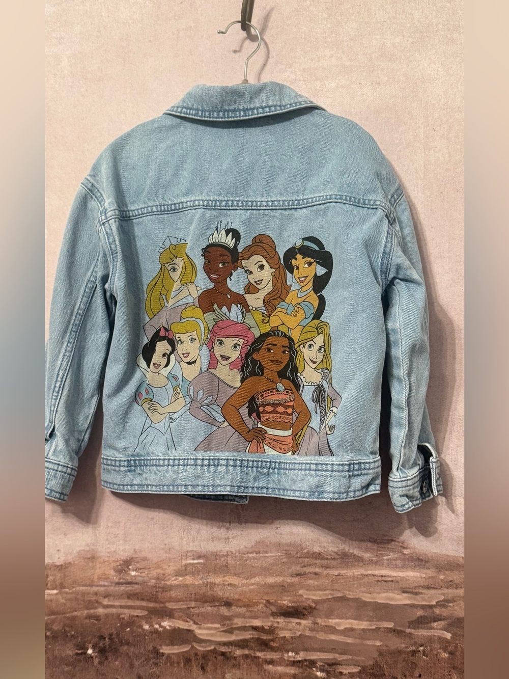 Disney Princesses light wash denim jacket Size 5